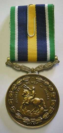 Full Size De Wet Medal Numbered at Back Uniface Suspender