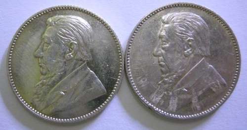 1987 ZAR 1 Shillings x 2 (Photos of Actual Coins, Cleaned, Note Condition)