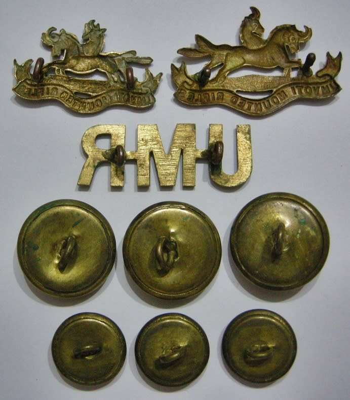 Umvoti Mounted Rifles Brass Cap & One Collar Badge & Shoulder Title + 6 Buttons SEE INFO