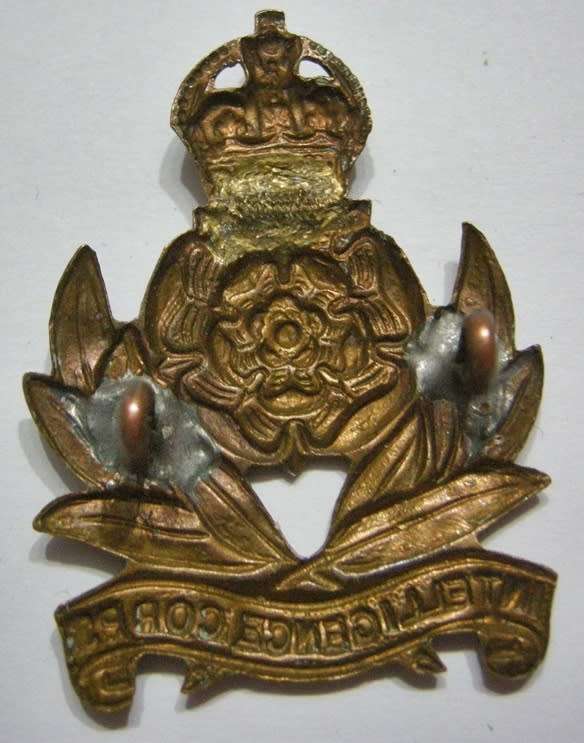 Intelligence Corps Cap Badge Lugs Repaired