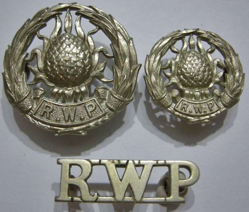 Regiment Westelike Provinsie (Western Province) White Metal Cap Badge, Collar Badge & Shoulder Title