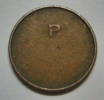 General Post Office Token (5c) Hern 442u Bronze Washed Magnetic