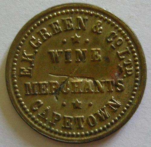 Token E.K. Green & Co Wine Merchants Cape Town Brass Hern 252o