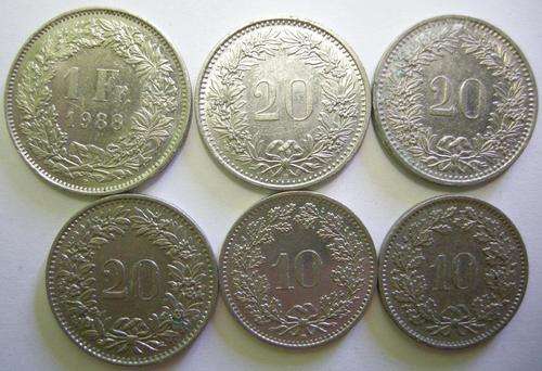 Switzerland coins x 6
