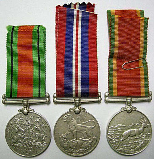 WWII Full Size Medal Trio Named to a Native (Africa Service Medal Skimmed & Renamed)