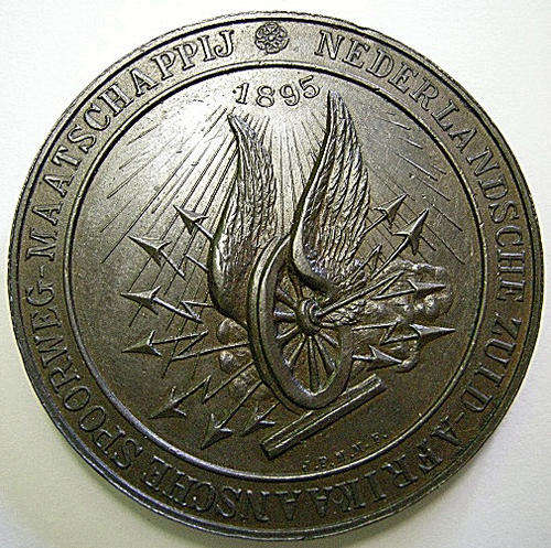 Medallion Opening of the Delagoa bay Railway 1895 Bronze Double Flanged Wheel 44mm Hern 16