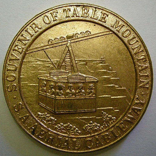 Medallion Souvenir of Table Mountain SA Aerial Cableway Opened Oct 5th 1929 33mm