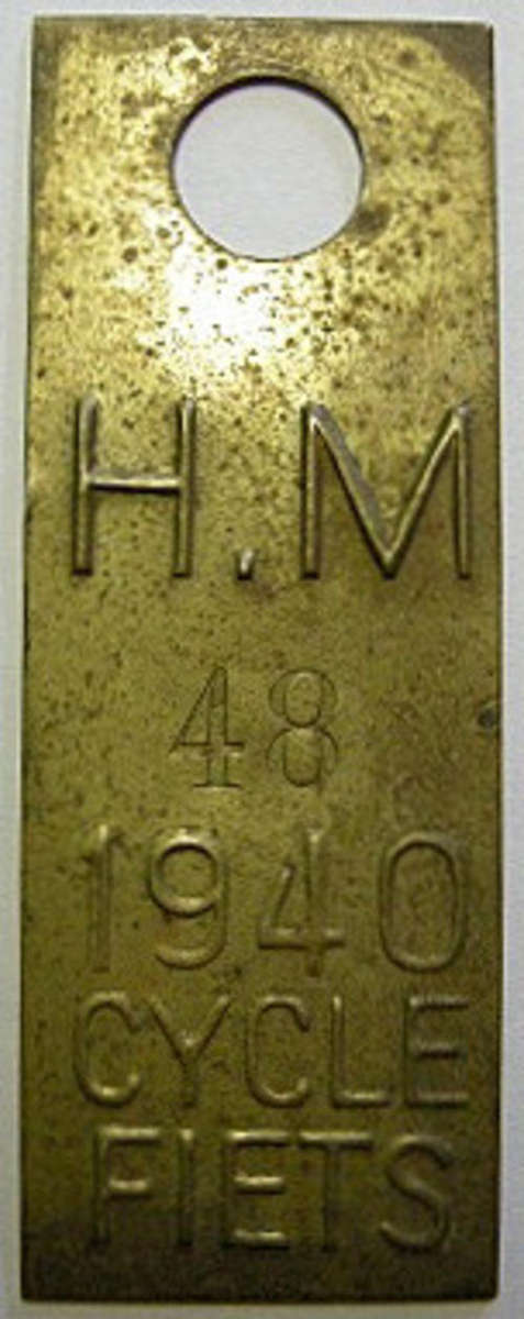 Cycle License 1940 Brass 76mm x 28mm