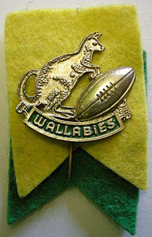 Wallabies Rugby Pin Brass on Felt Badge: 28mm x 28mm Pin: 37mm Felt: 34mm x 57mm