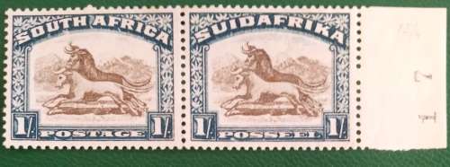 1930 Union of South Africa Rotos marginal  pair 1 shilling MNH.