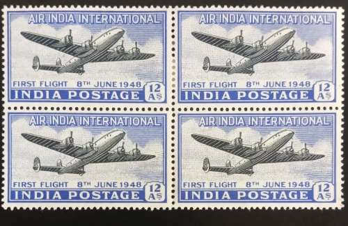 1948 India Inauguration of Air Service block of 4 x 12 Annas MLH