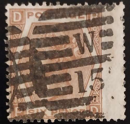 1872 Great Britain QV 6d Chestnut plate 11 fine used with superb wing margin, catalogue R1300