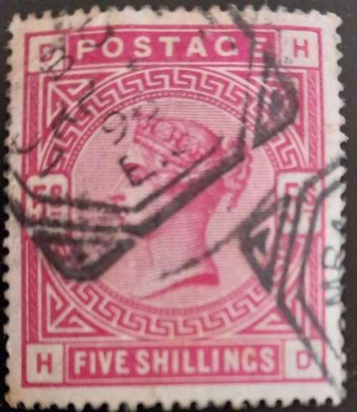 1883 Great Britain QV 5 shillings fine used. Catalogue R5000