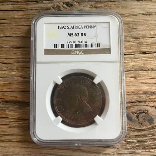 1892 ZAR PENNY - NGC MS62RB