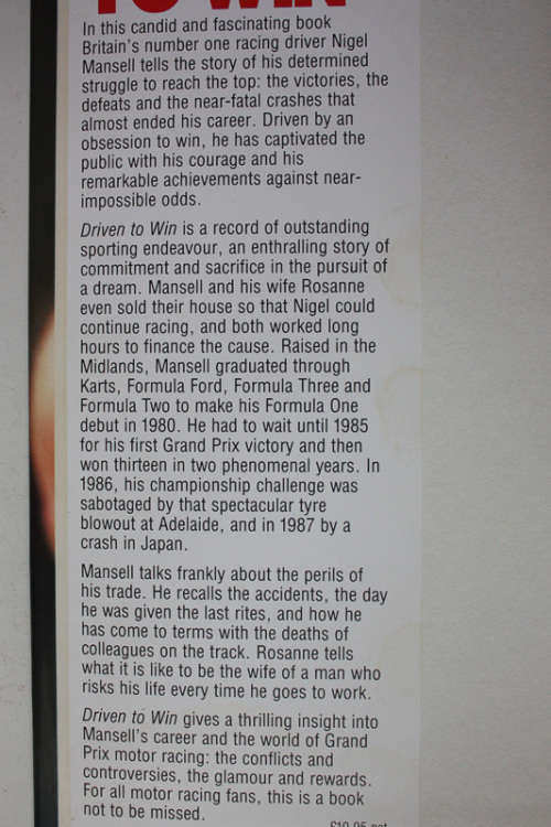 Driven To Win: An Autobiography by Nigel Mansell and Derick Allsop