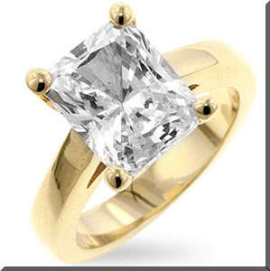 18 kt GOLD BONDED  WITH EMERALD SOLITARE WHITE CZ RING SIZE 7