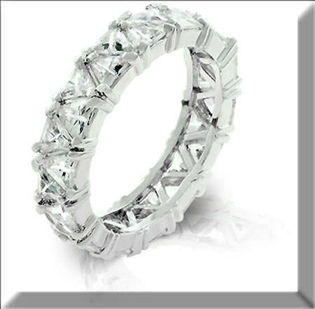 WHITE GOLD RHODIUM PLATED ETERNITY CLEAR/WHITE CZ RING SIZE 8