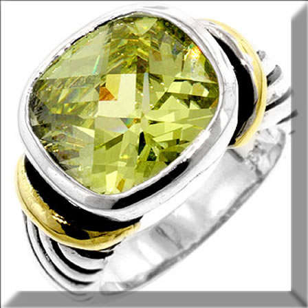 CABLE DESIGN RHODIUM, GOLD PLATED RING  SIZE 8