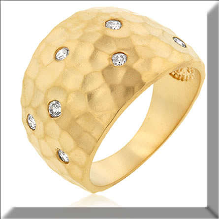 14KT MATTE GOLD WITH CLEAR/WHITE CZ STUDS RING SIZE 10