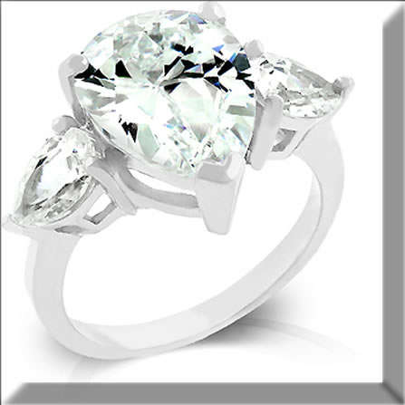 WHITE GOLD RHODIUM PLATED WHITE CZ RING SIZE 7