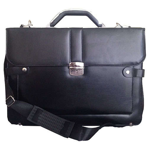 Black Multi Pocket Business Document Briefcase Shoulder Messenger Bag, Fits 15 inch Laptop & Tablets