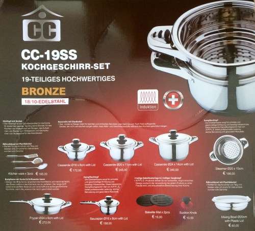 19Pc Teiliges Stainless Steel Cookware Set Made In Germany Saupcepan Casserole Frypan Cooking Pots