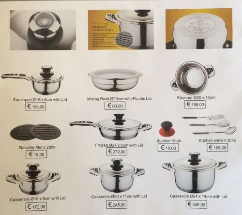 19Pc Teiliges Stainless Steel Cookware Set Made In Germany Saupcepan Casserole Frypan Cooking Pots