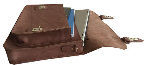 Real Leather Shoulder Briefcase,Handbag fits up to 15,6" Laptop, Apple, Mac book - Free Shipment!