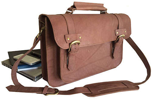 Real Leather Shoulder Briefcase,Handbag fits up to 15,6" Laptop, Apple, Mac book - Free Shipment!