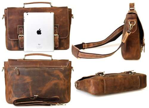 Full Grain Leather 14 Inch Laptop,Messenger Bag, Cross body, Handbag , Apple, iPad, Macbook