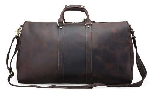 Handmade Full Grain Leather Duffle Bag / Travel Bag / Luggage / Sport Bag / Weekend Bag - Dark Brown