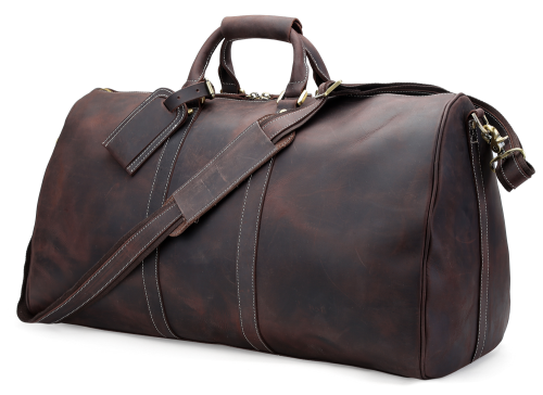 Handmade Full Grain Leather Duffle Bag / Travel Bag / Luggage / Sport Bag / Weekend Bag - Dark Brown