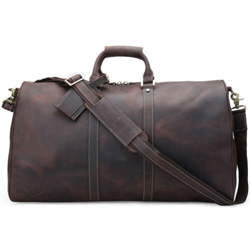 Handmade Full Grain Leather Duffle Bag / Travel Bag / Luggage / Sport Bag / Weekend Bag - Dark Brown
