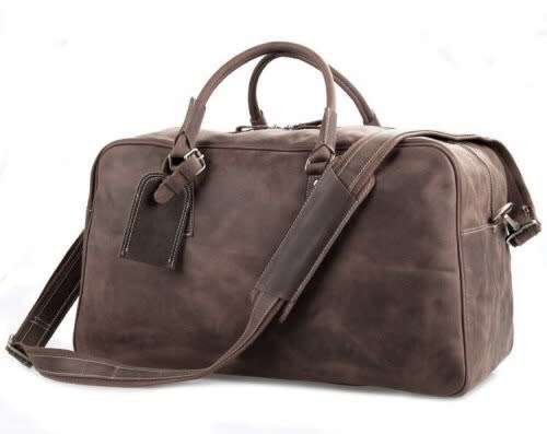 Handmade Full Grain Leather Travel Bag / Luggage / Sport Bag / Weekend Bag - Light Brown