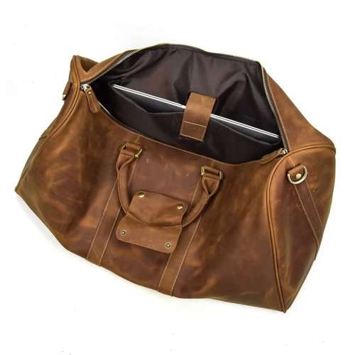 Handmade Full Grain Leather Duffel Laptop Bag / Travel Bag / Luggage -Carries up to 15" Laptops.