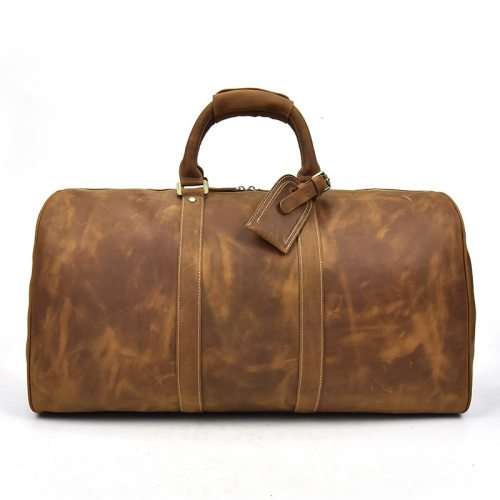 Handmade Full Grain Leather Duffel Laptop Bag / Travel Bag / Luggage -Carries up to 15" Laptops.