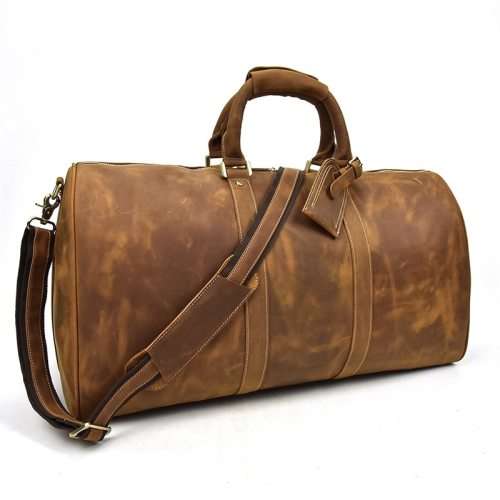 Handmade Full Grain Leather Duffel Laptop Bag / Travel Bag / Luggage -Carries up to 15" Laptops.