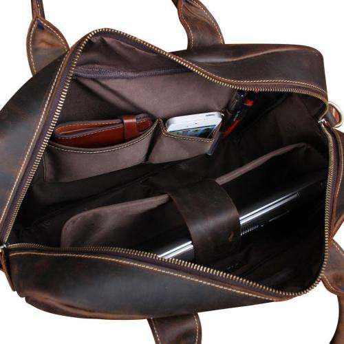 15Inch Full Grain Leather Briefcase, Messenger Bag, Macbook, Laptop, Computer, Apple, iPad, iPhone