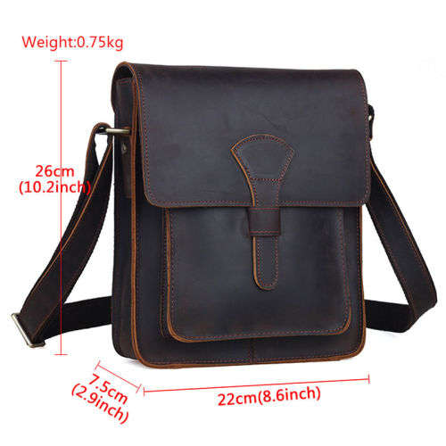 Real Leather Unisex Handmade Shoulder Messenger Bag, Handbag fits iPhone, Tablet, iPad, Samsung