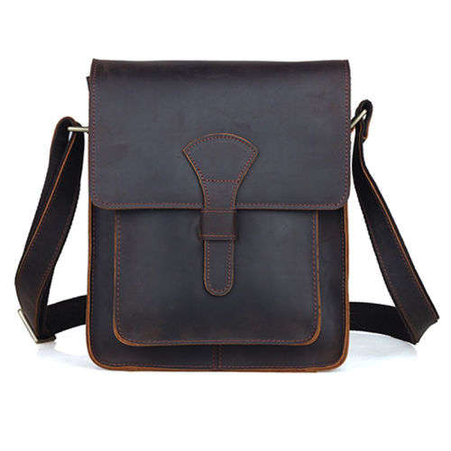 Real Leather Unisex Handmade Shoulder Messenger Bag, Handbag fits iPhone, Tablet, iPad, Samsung