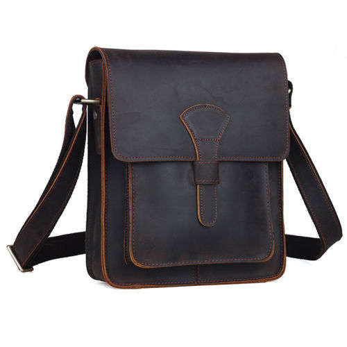Real Leather Unisex Handmade Shoulder Messenger Bag, Handbag fits iPhone, Tablet, iPad, Samsung