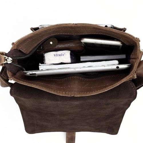 Real Leather Unisex Handmade Shoulder Messenger Bag, Handbag fits iPhone, Tablet, iPad, Samsung