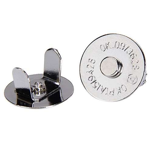 10 Sets Magnetic Bag Clasps 18mm Silver Coloured, Metal