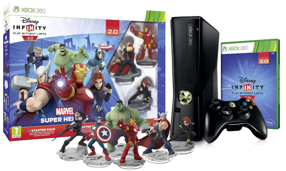 Xbox 360 4GB Plus Disney Infinity 2.0 Marvel Superheroes Starter Pack - Bundle Deal