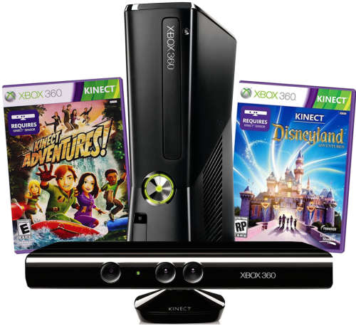 Xbox 360 4GB Console with Kinect Sensor: With Kinect Disneyland Adventures + Kinect Adventures