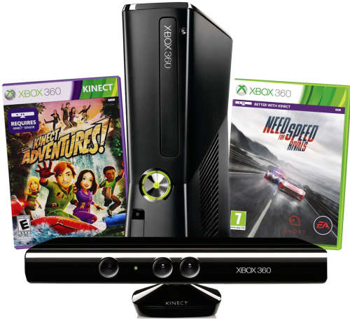 Xbox 360 4GB Console with Kinect Sensor Plus Two Great Video Games