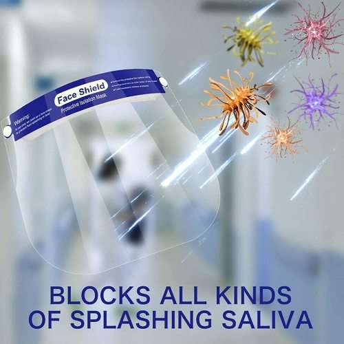 Safety Face Shield, Full Face Shield, with Protective Clear Film Elastic Band and Comfort Sponge.