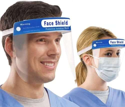 Safety Face Shield, Full Face Shield, with Protective Clear Film Elastic Band and Comfort Sponge.