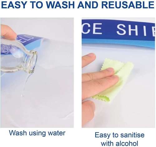 Safety Face Shield, Full Face Shield, with Protective Clear Film Elastic Band and Comfort Sponge.