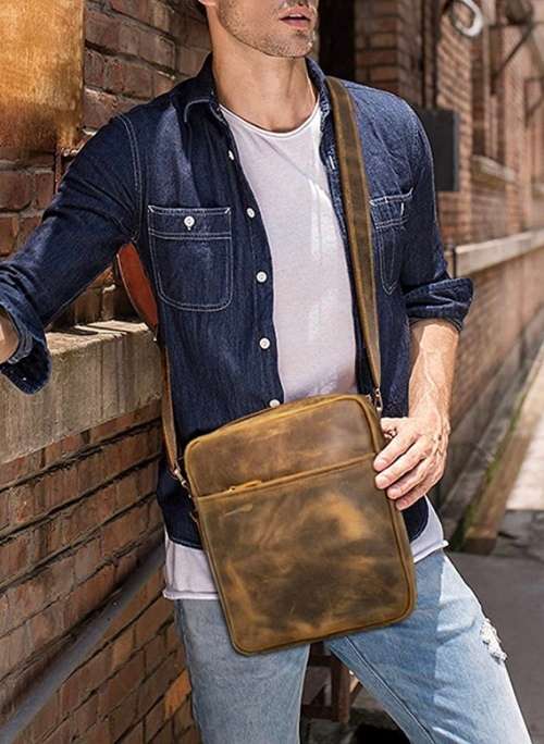 Full Grain Leather All In One Messenger Bag - Fits A4 Books and Most Tablets and iPads